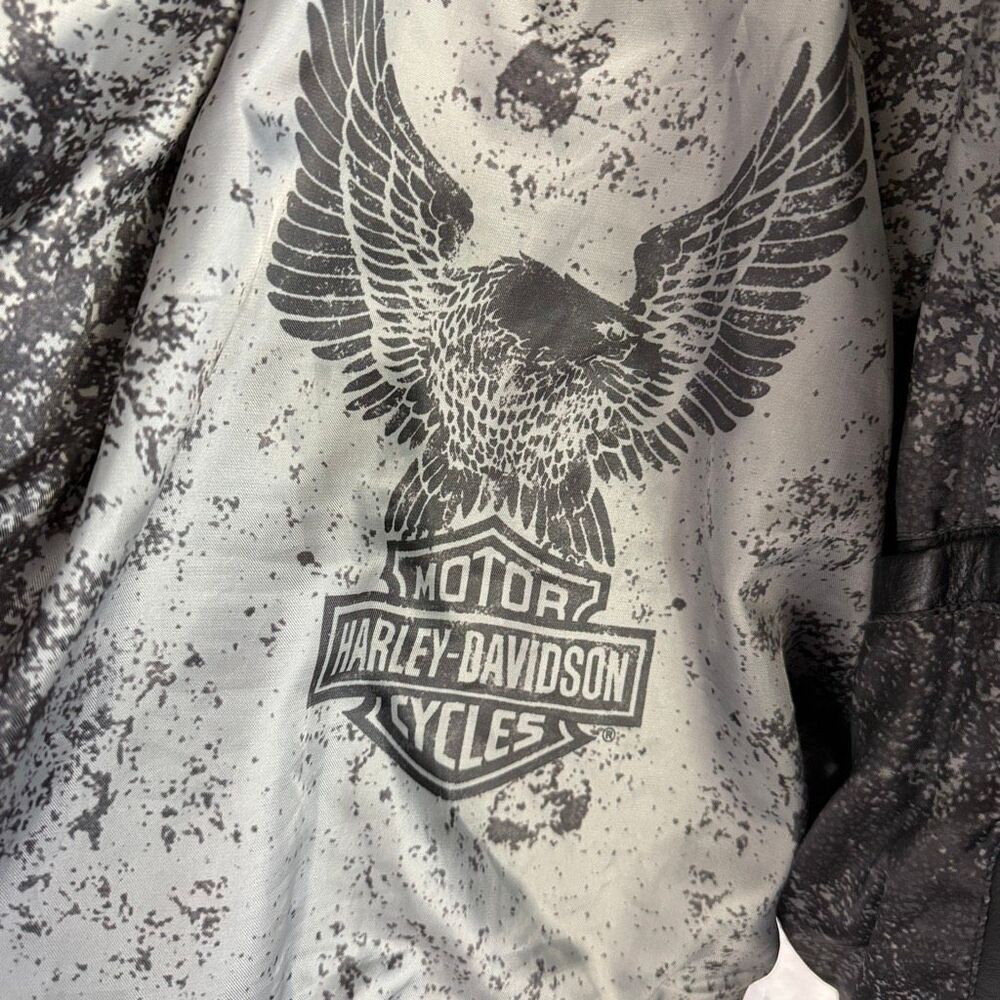 Harley Davidson Womens Leather Motorcycle Jacket Rare Metal Logo Detailing Size - Picture 13 of 13